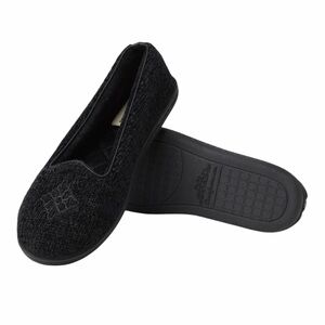 Dearfoams REBECCA Black Chenille Closed Back House Slipper - Size Medium (7-8)